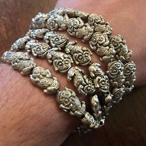 Bracelet Frog Silver Good Luck Charm Prosperity Unisex Jewelry Buddhism Protect
